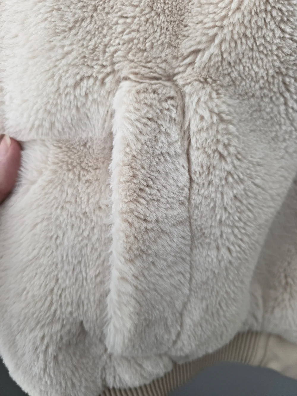 ZARA Cream Sherpa Fleece Zip Hoodie Jacket Size Large - Picture 4 of 12